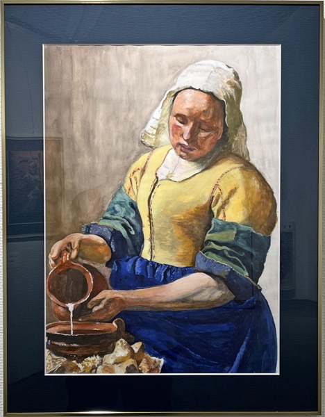 K.Tさん「牛乳を注ぐ女（フェルメール模写）」ガッシュ