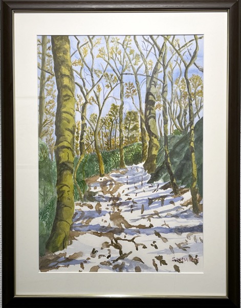 S.Wさん「早春の箱根山中」水彩