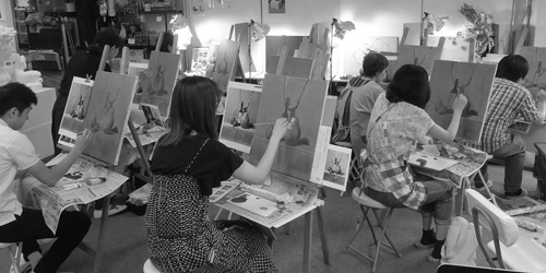 カマイユ古典技法教室風景